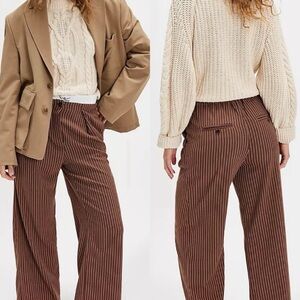 Free People Brown Striped Pants